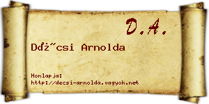 Décsi Arnolda névjegykártya